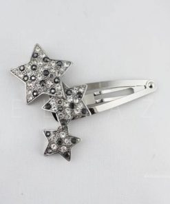 Tic-tac 3 Estrelas Hair Clip Star Strass Grafite Presilha