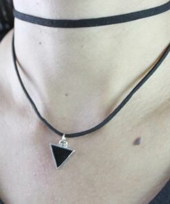 Choker Dupla De Camurça Triangulo Preto