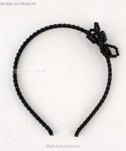 Tiara Arquinho Miçanga Laço Preta