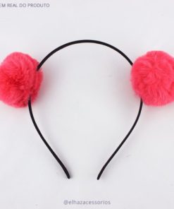 Tiara Arquinho Pompom Poliana Kawaii Ursinho - Chiclete
