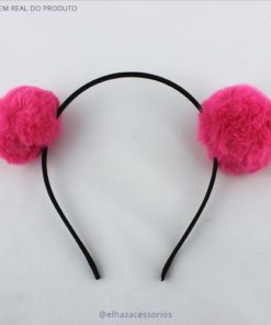 Tiara Pom-pom Carinha De Anjo Kawaii Ursinho- Pink