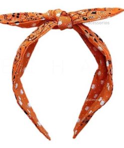Headband Tiaras De Tecido Dupla Face Pinup Bandana Laranja