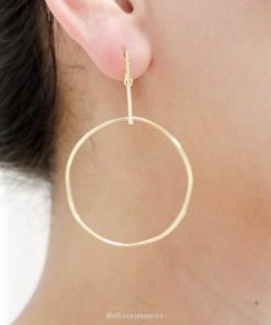 Brinco Banho De Ouro 18k- Circulo Pendente Oak
