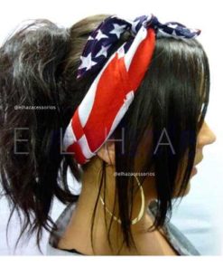 Lenço Bandana Bandeira Americana Usa Eua Estrela E Listras