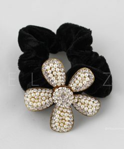 Scrunchie Prendedor De Cabelo Com Pedraria Strass Flor Margarida