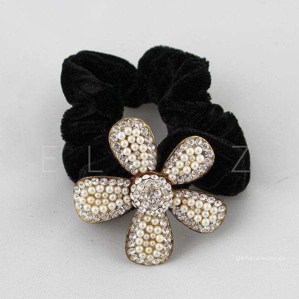 Scrunchie Prendedor De Cabelo Com Pedraria Strass Flor Margarida