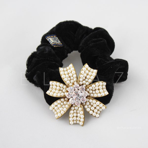 Scrunchie Prendedor De Cabelo Com Pedraria Strass Camelia