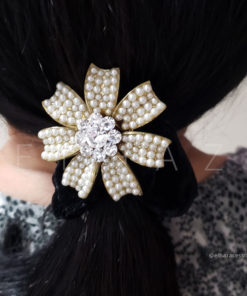 Scrunchie Prendedor De Cabelo Com Pedraria Strass Camelia