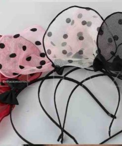 Tiara Minnie De Tule Com Bolinhas Pretas