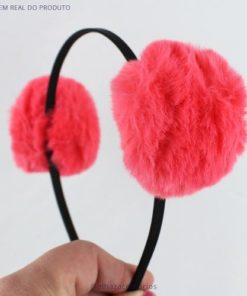 Tiara Arquinho Pompom Poliana Kawaii Ursinho - Chiclete