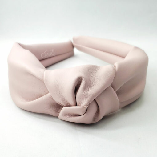 tiara couro turbante rose nude
