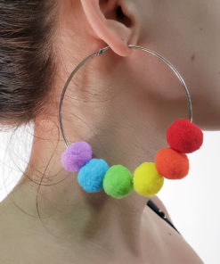 Brinco Argola Pompom Neon - Carnaval