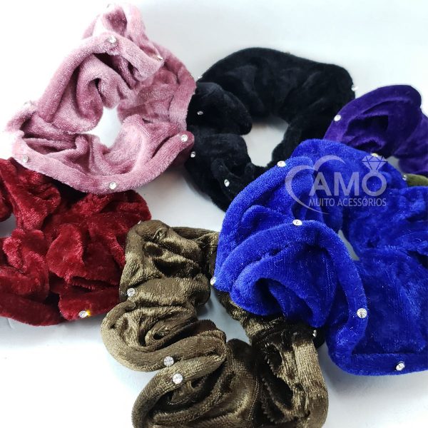 Scrunchie Xuxinha de veludo - Azul ponto de Luz - Imagem 2