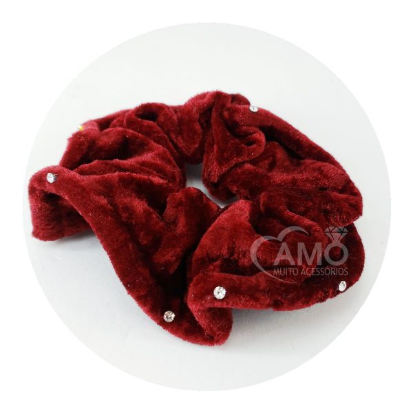 Scrunchie Xuxinha de veludo - Vinho Ponto de Luz