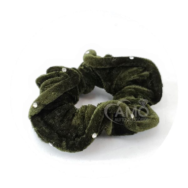 Scrunchie Xuxinha de veludo - Verde ponto de Luz