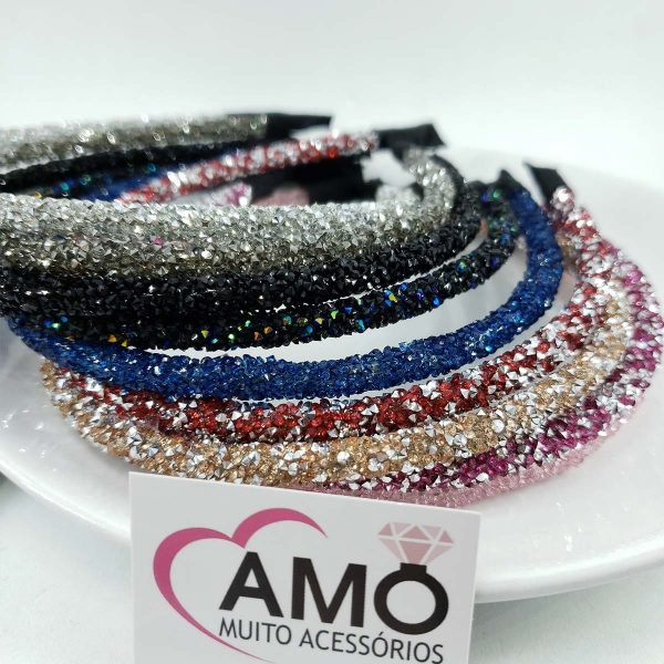 Tiara Strass Cristais Swarovski Inspired - Diversas Cores Colorida Brilho