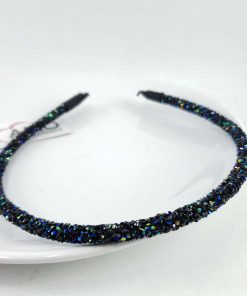 Tiara Strass Cristais Swarovski Inspired- Preto e Furta-Cor