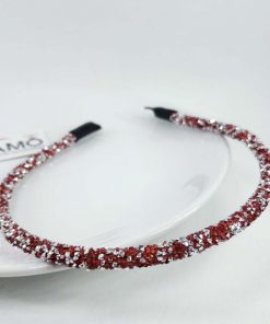 Tiara Strass Cristais Swarovski Inspired- vermelha e prata