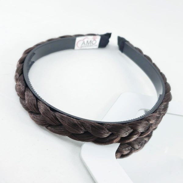 Tiara Trança Trançada Cabelo Sintético- Castanho escuro