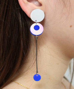 Brinco Acrílico Azul Com Paetê Fruta Cor
