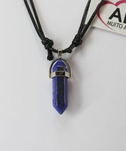 Colar Corrente Ajustavel Pedra Natural - Prisma Lapis Lazuli