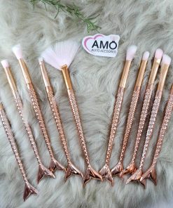 kit pinceis maquiagem dourado