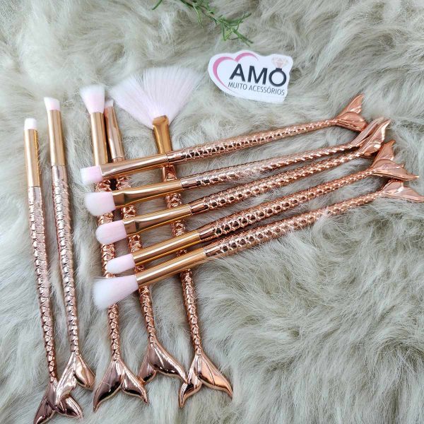 Kit com 10 pincéis rabo de sereia- Dourado - Imagem 3