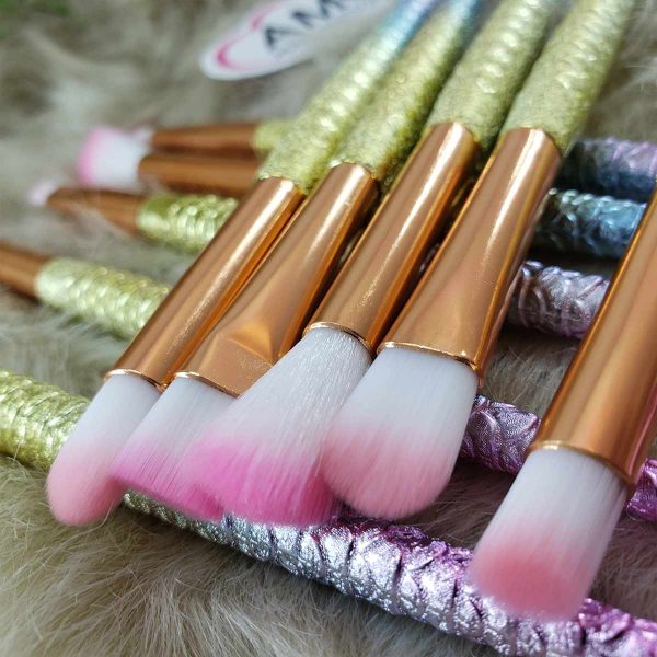 Kit com 10 pincéis rabo de sereia- Rosa - Imagem 2