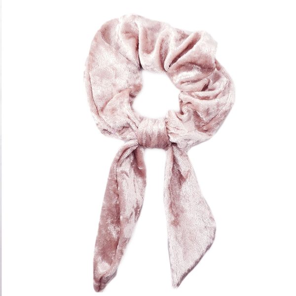 Prendedor Cabelo Scrunchies Orelhinha Veludo Frufru Laço-Rosa Veludo Molhada