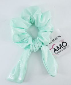 scrunchie holográfico verde água