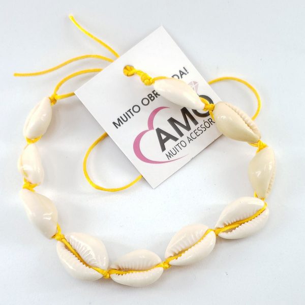 Choker Buzios Concha Gargantilha Natural Colar Vsco Praia – Amarelo