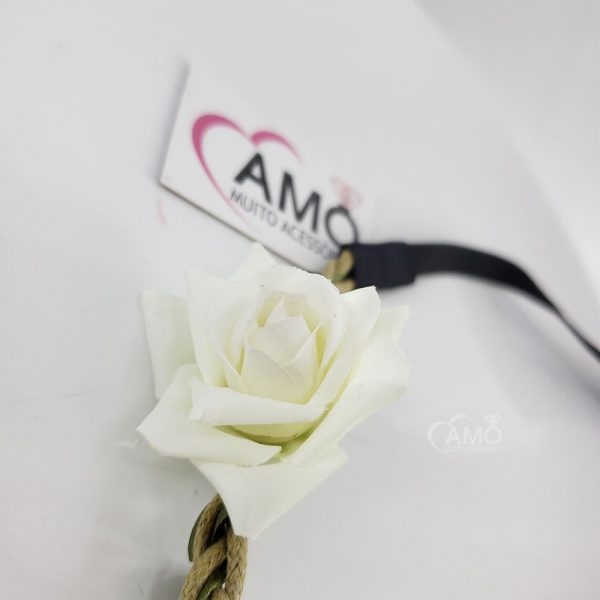 Faixa De Flores Rosas De Tecido - Imagem 5