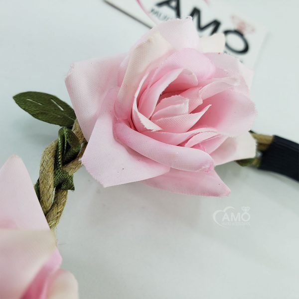 Faixa De Flores Rosas De Tecido - Imagem 2