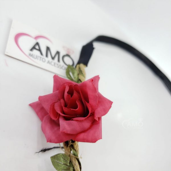 Faixa De Flores Rosas De Tecido - Imagem 6