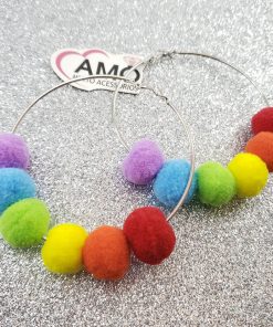 Brinco Argola Pompom Neon - Carnaval