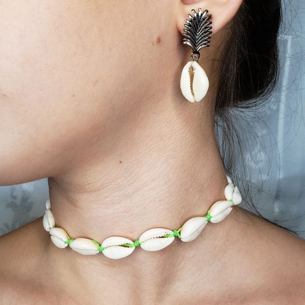 Choker Buzios Concha Gargantilha Natural Colar Vsco Praia – Verde Neon