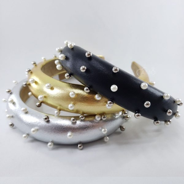 Padded Headband Tiara Alta Acolchoada Com Pérolas Carnaval