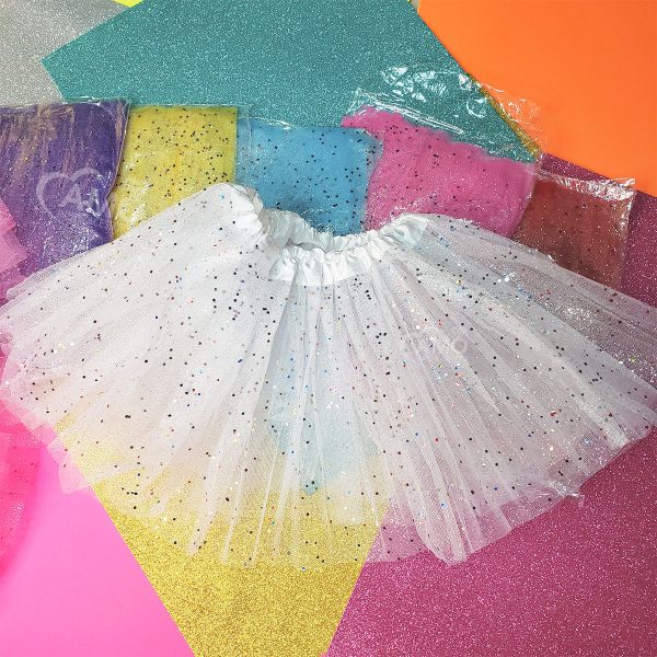 Saia De Tule Infantil Com Glitter Brilho Carnaval