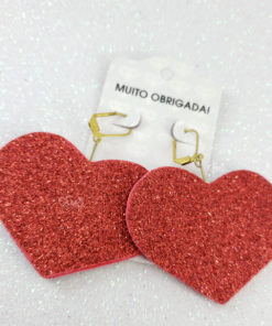 Brinco de E.V.A Coração Vermelho