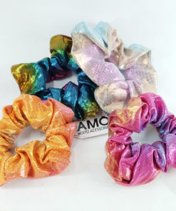 scrunchie holografica colorida