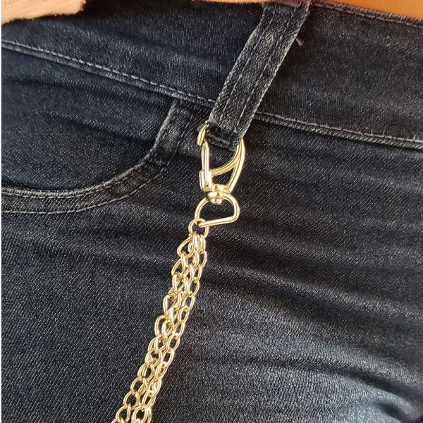 Corrente de Segurança Tripla com mosquetão Para Calça Carteira chaves - Imagem 2