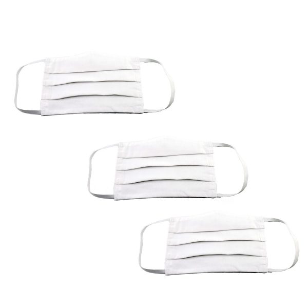 Kit com 3 Máscaras de tecido lavável Adulto - Branca