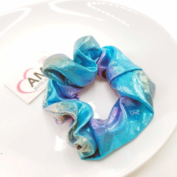 Scrunchie holografica azul