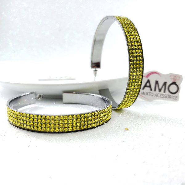 Brinco Argola Strass Largo - Imagem 3
