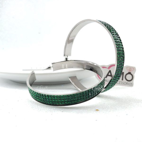 Brinco Argola Strass Largo - Imagem 2