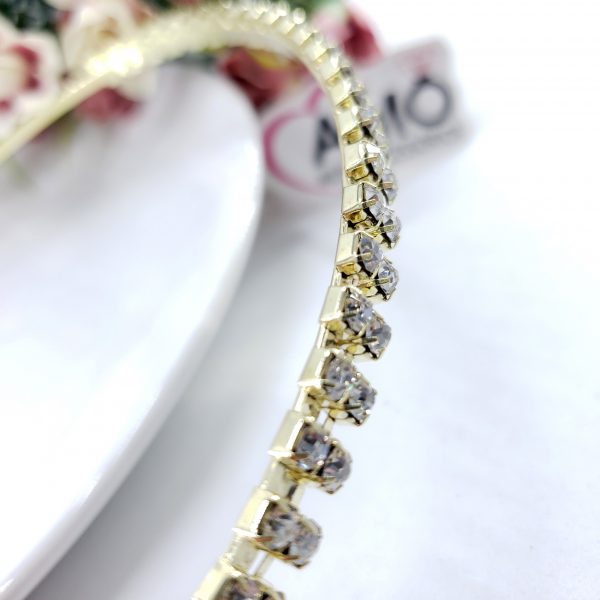 Tiara Dourada Dupla Fileira De Strass