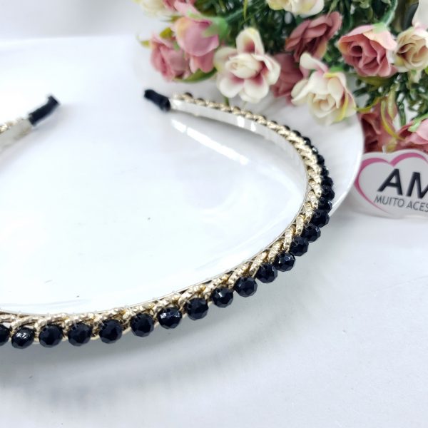 Tiara Pedrarias Preto E Dourado - Imagem 3