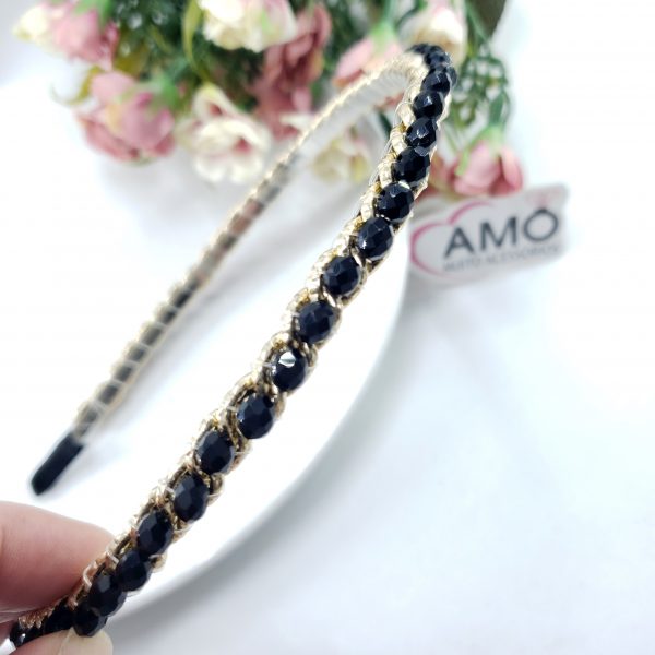 Tiara Pedrarias Preto E Dourado - Imagem 2
