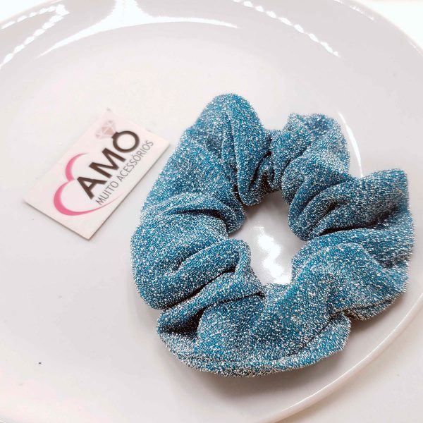 Scrunchie Lurex - Azul Claro