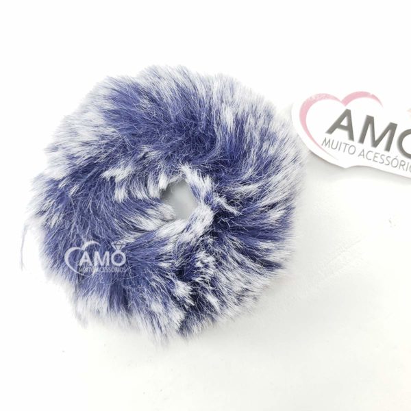 Elástico de Cabelo fofo pelinhos-  Azul Mescla